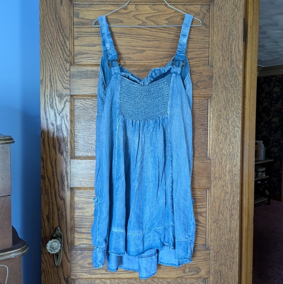 NWT White Birch Oversized Denim Overall Dress Elastic Paneling Size L - Picture 6 of 10